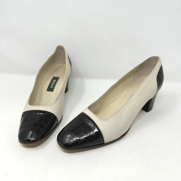 Bally Mariner Cap Toe Leather Pumps‎ Brown Cream Size 7