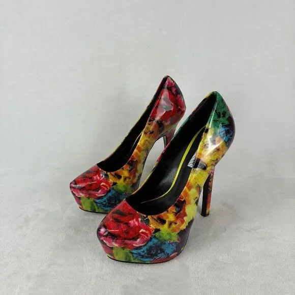 Steve Madden Dejavu Floral Platform Stiletto Heels Women’s Size 8.5 Pumps Garden