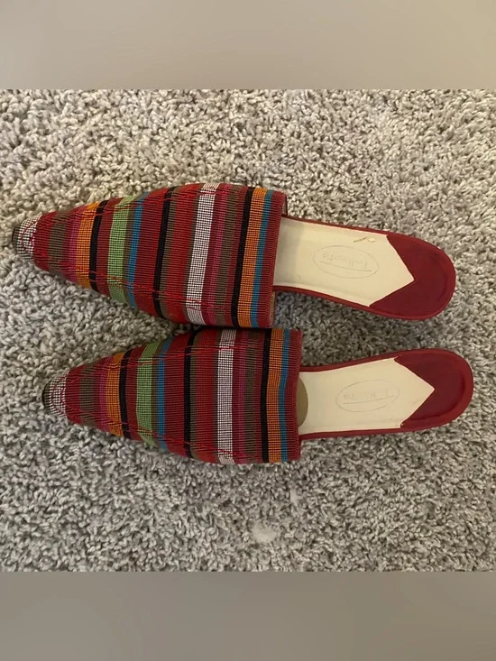 Talbots Pointed Toe Striped Fabric Mule Slides
