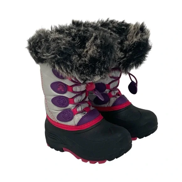 Kamik Girls Silver & Pink & Purple Waterproof Winter Snow Boots - New - Size 9