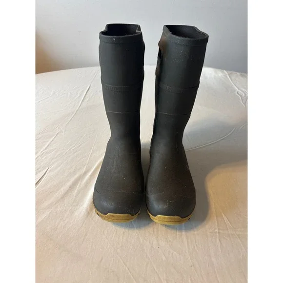 Bogs‎ Rain Boots Kids Size y2 Black Yellow Good Waterproof Pull On Handle
