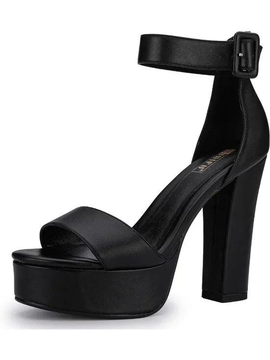 Stylish Open Toe Chunky Block Heels for Women - Comfortable Platform Sandals
