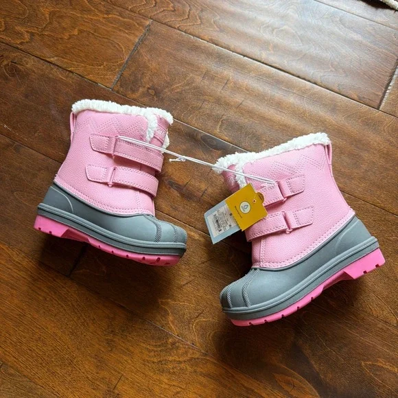 Cat & Jack Denver Pink Waterproof Snow Boots Faux Fur Trim Toddler Size 9 NEW