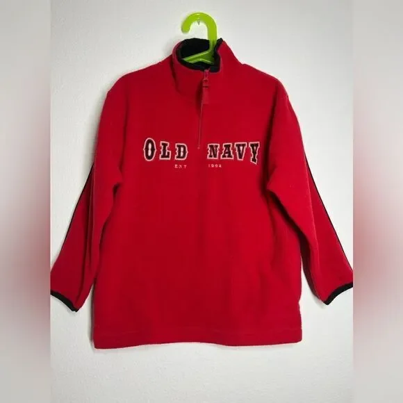 Old Navy Fleece Red Sweatshirt 1/3 Zit Kids size S