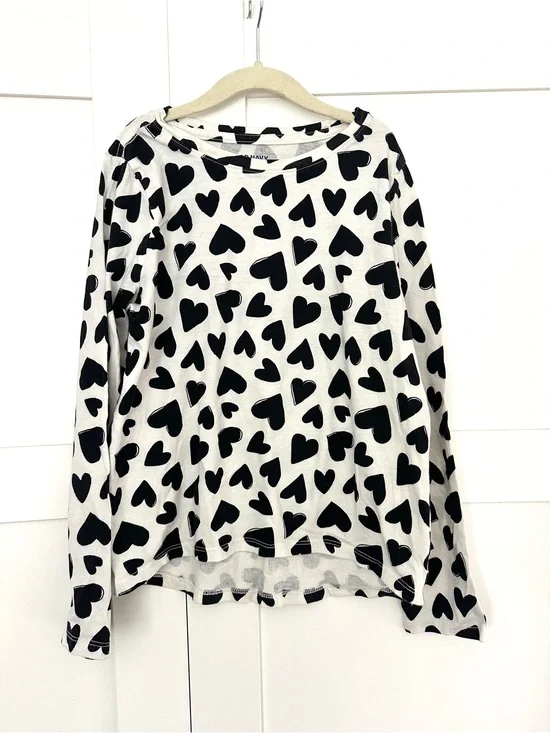 Old Navy Cream Sweater with Black Heart Print