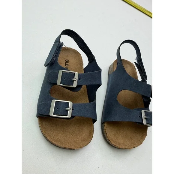 Old Navy Toddler Boys Navy Blue Double Buckle Cork Footbed Sandals Size 5