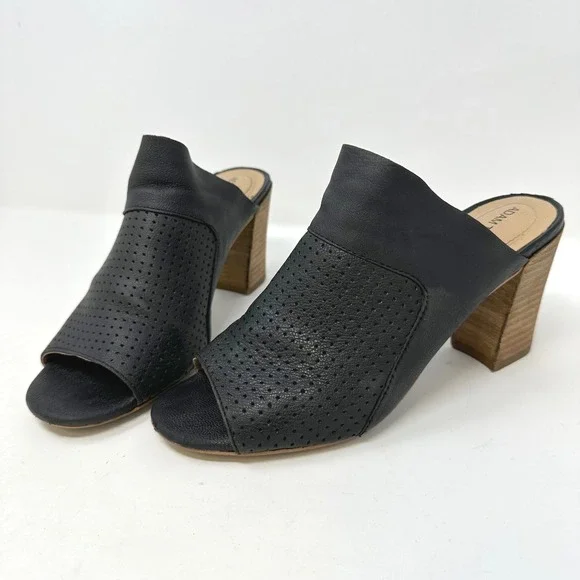 Adam Tucker Molly‎ Open Toe Mules Leather Black 7.5