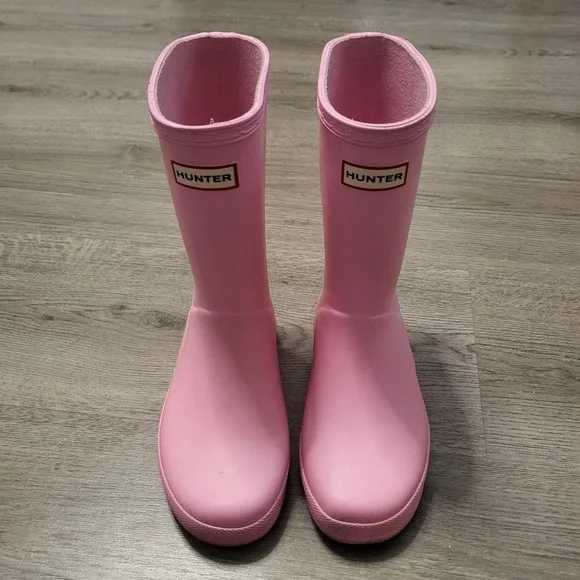 Hunter Kids First Classic Pink Rain Boots Size 13 US 12 Rubber Outdoor Girly