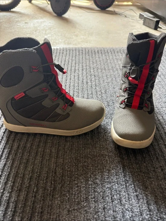 Kids Grey and Red Winter Boots