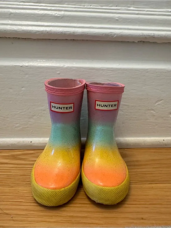 Hunter Kids' Rainbow Gradient Rain Boots - Pink/Yellow/Green