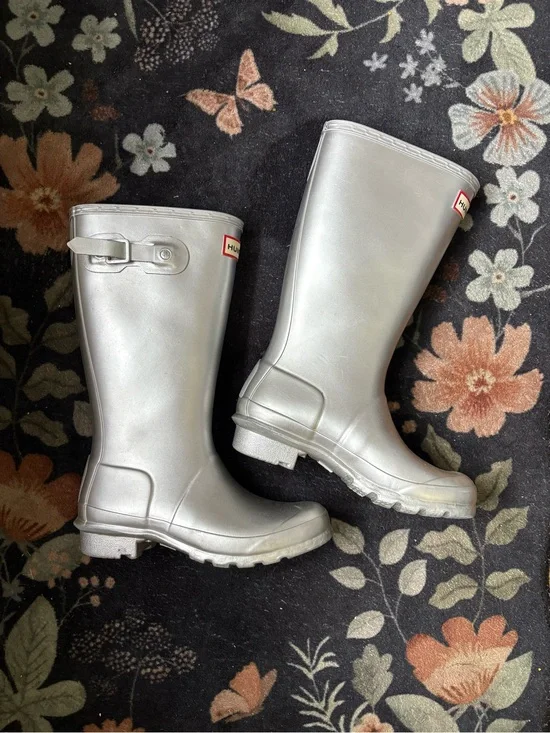 Hunter Metallic Silver Tall Rain Boots for kids