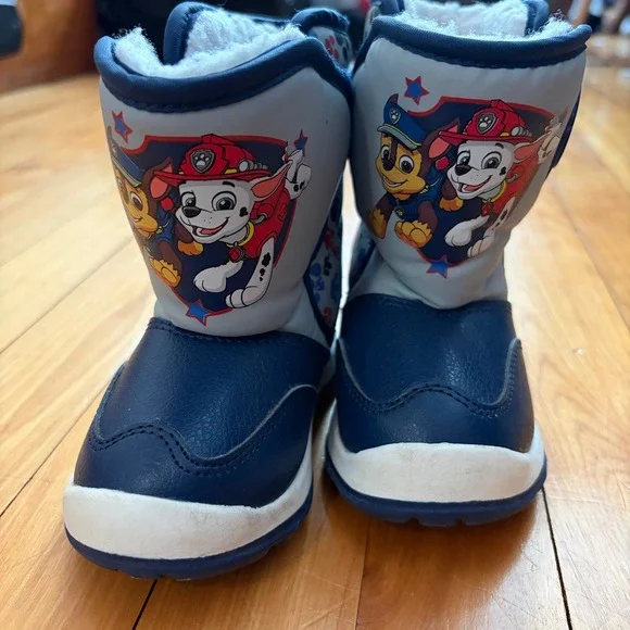 Top Pup Paw Patrol Toddler Boys Navy Grey Marshall Chase Snow Boot Size 6 177445