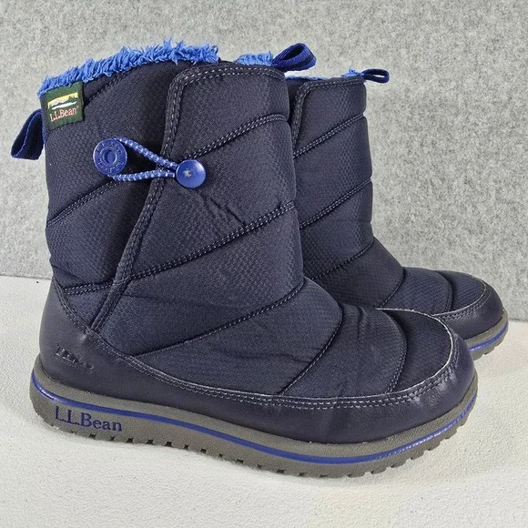 LL Bean Kids Ultralight Primaloft Snow Boots Navy Blue Size 4 505698