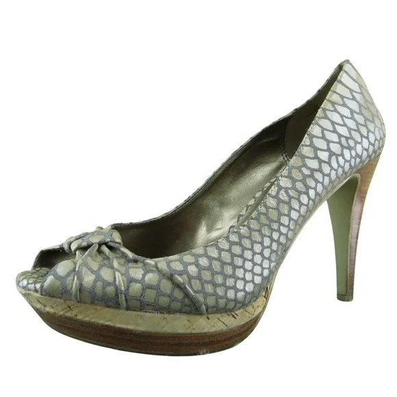 Moda Spana  Women Peep Toe Heel Shoes Size 8 Medium‎ Brown Leather
