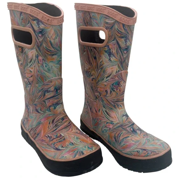 BOGS Kids Rainboot Marble Coral Waterproof Rain Boots Size 12 72664-812