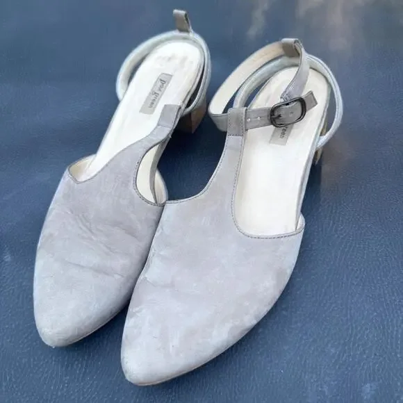 Paul Green Taupe Nubuck‎ Maggie T-Strap Block Heel Shoes Size 6.5UK/8.5US