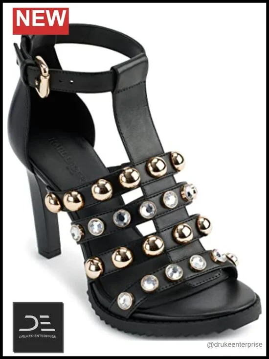 Karl Lagerfeld Brexton T Strap Studded Dress Heels