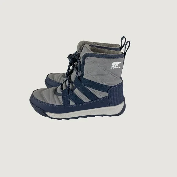 Sorel Kids Boys Girls Sz 13 Gray Navy Blue Waterproof Insulated Snow Boots