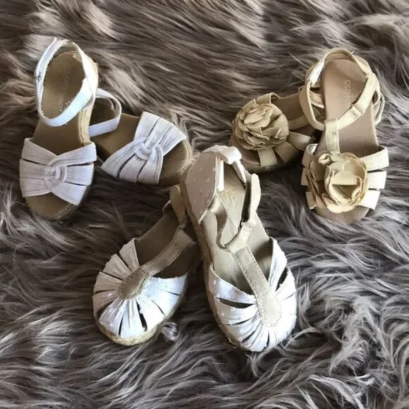 Lot of 3 Old Navy girls sandals shoes 2 sizes cute