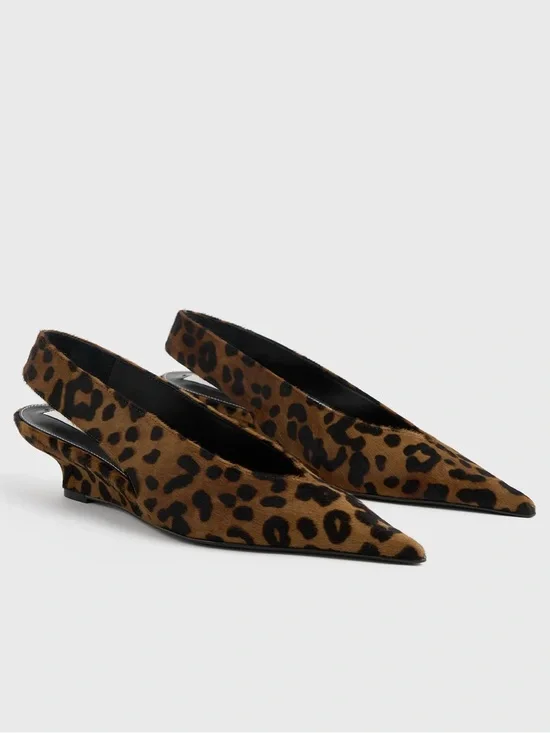 NWT Toteme Wedge-heel Pony Hair Slingbacks Leopard