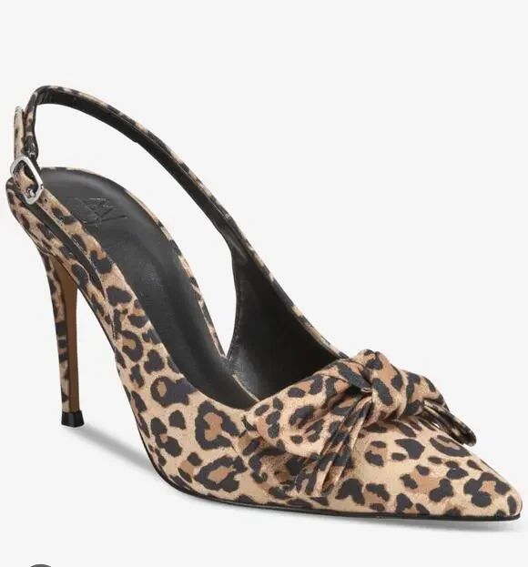 Aminah bow sling back brown leopard Gemma heels sz 5