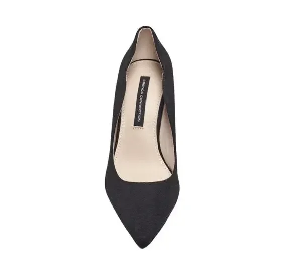 New French connection scalloped faux suede heels sz 8.5 black