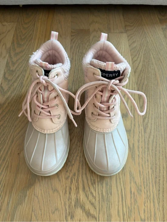Sperry Kids Pink and Cream Waterproof Duck Boots