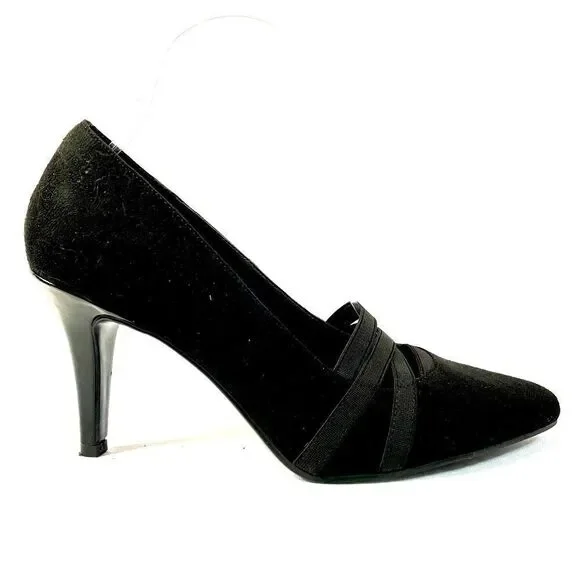 BLACK SUEDE 3.5” HEEL TELYA by IMPO SIZE 7
