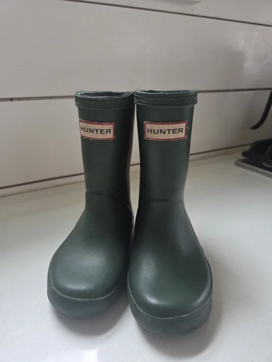 Hunter Kids Green Rubber Rain Boots
