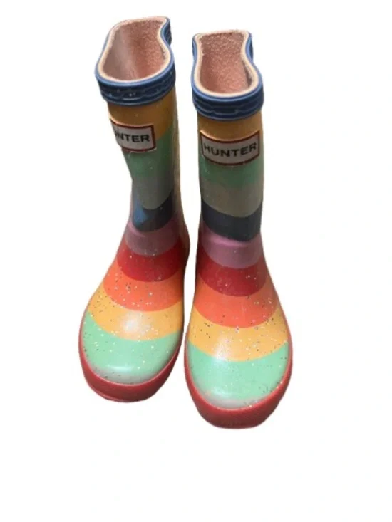 Hunter Kids Glitter Rainbow Stripe Rain Boots