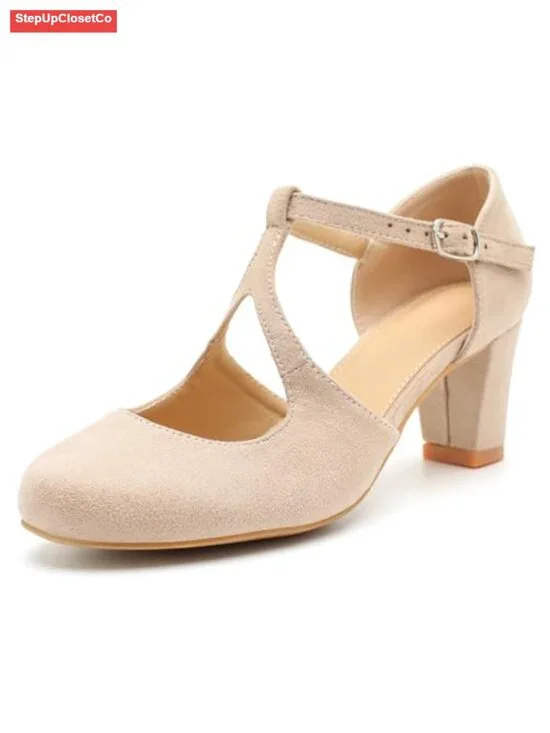 Vintage T Strap Mary Jane Pumps Block Heel Dress Shoes Women's