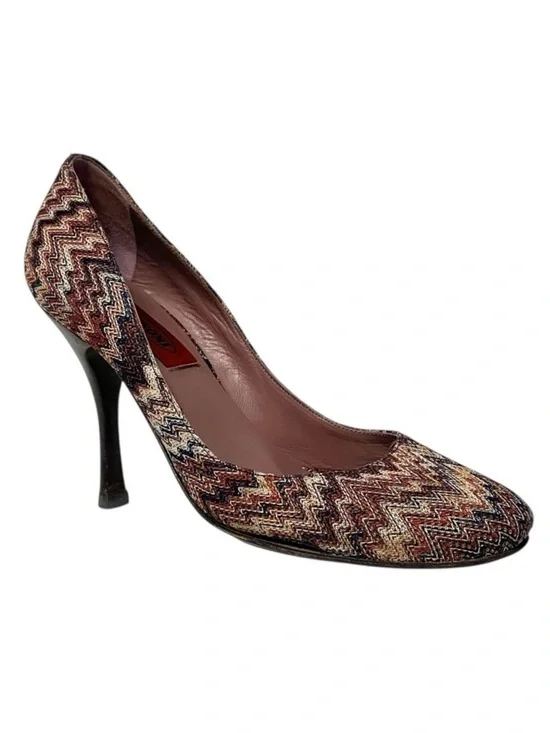 MISSONI Rashel Firenze Chiaro Chevron Zigzag Textile Heels 37