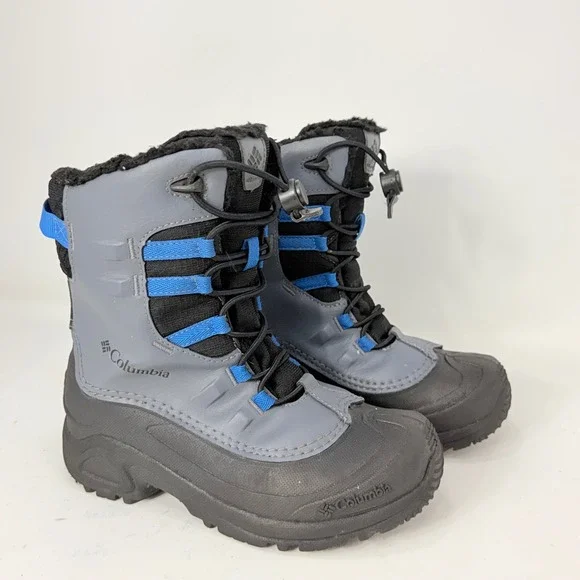 Columbia Kids Grey Black Blue Waterproof 400g Insulated Snow Boots BY4430-011 3Y