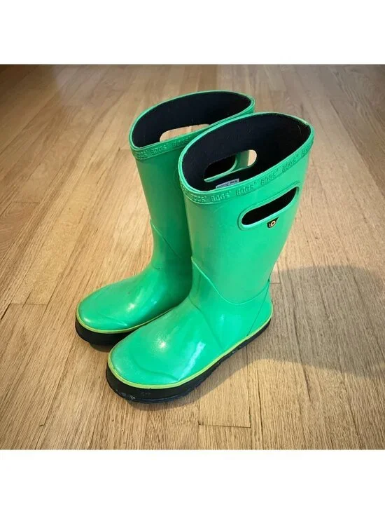 Bogs Kids Puddle Green Waterproof Rain Boots Youth Size 3