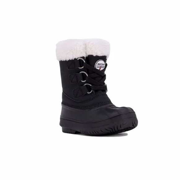 Nautica Toddler Boys Ayce Faux Fur Snow Boots 12 Black