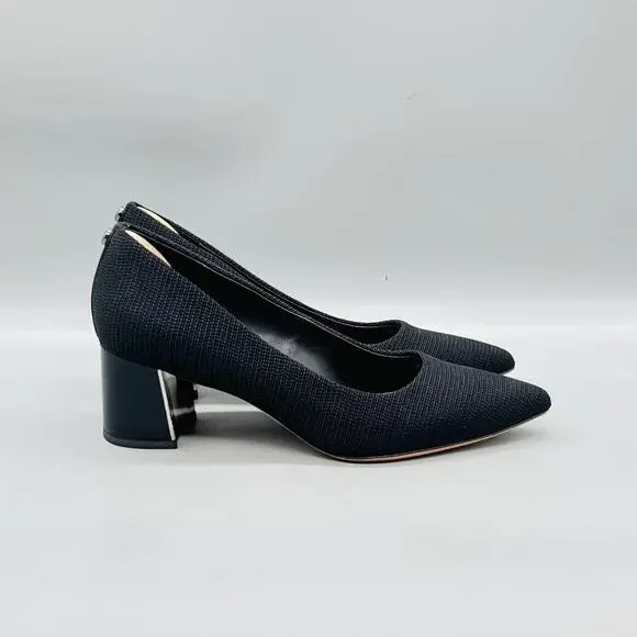 Donald Pliner Shoes Womens 7.5 Black Textured Block Heel Pumps Pointed Toe