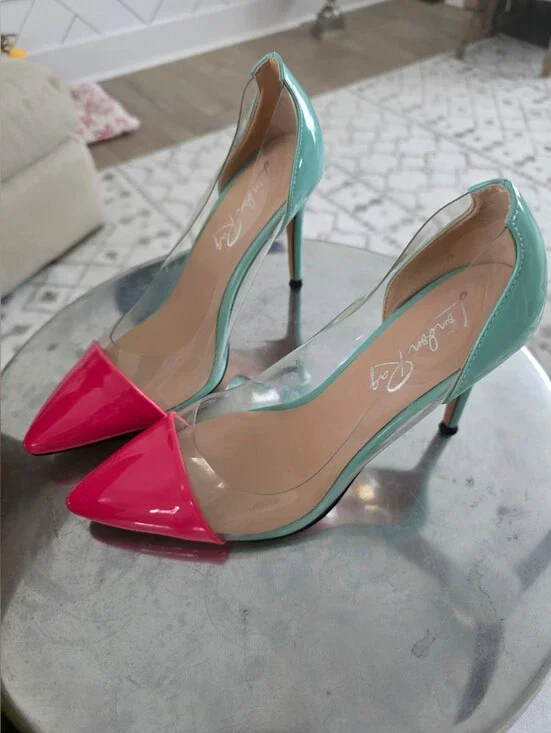NEW Pointed-Toe Turq, Clear and Hot Pink Heels