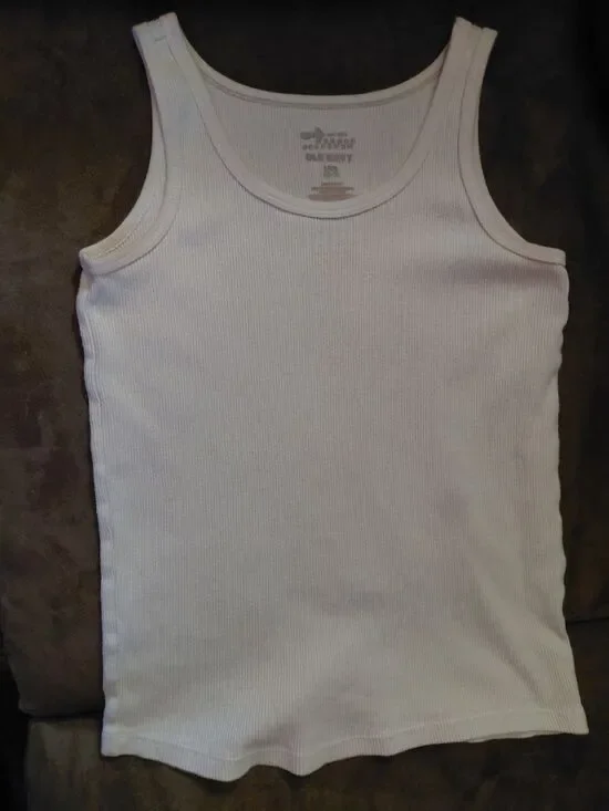 Old Navy Girl's White Ribbed Tank Top