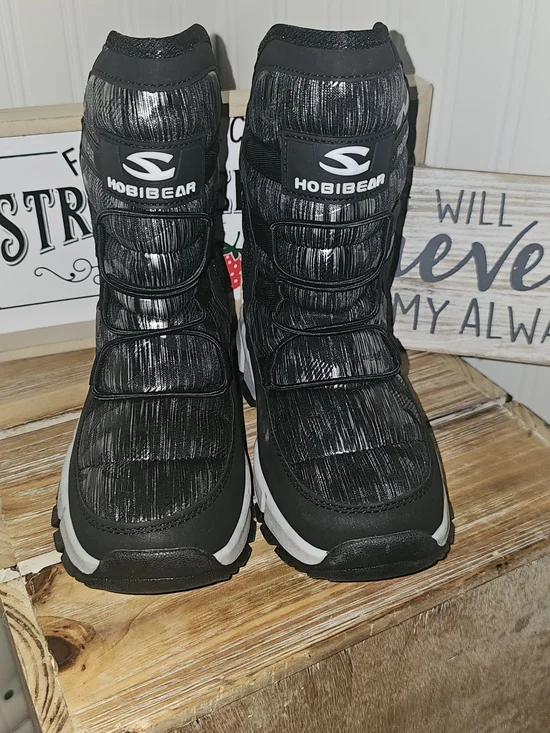 HOBIBEAR Kids Black Winter Waterproof  Boots