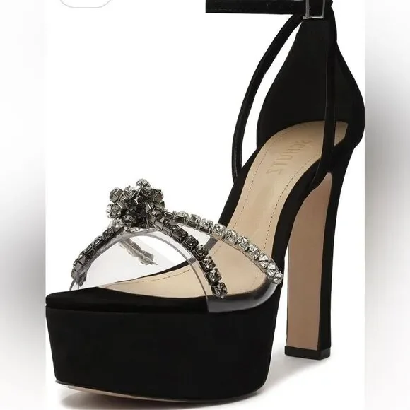 Schutz Jayda Platform Rhinestone Heels Size 8.5