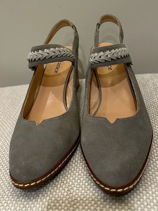 SUNDANCE Eden Road Pumps Shoes EU 39 US 8.5 Gray Suede Leather Strappy Heels NEW