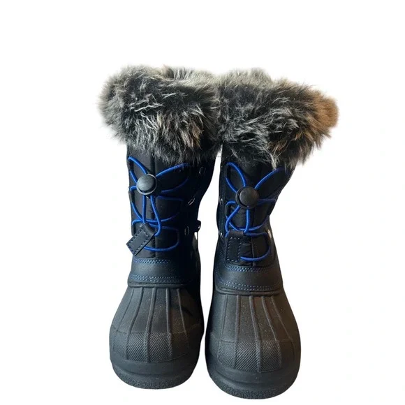 Dream Pairs Kids Winter Snow Boots Fur Trimmed Waterproof‎ Blue Laces Size 9