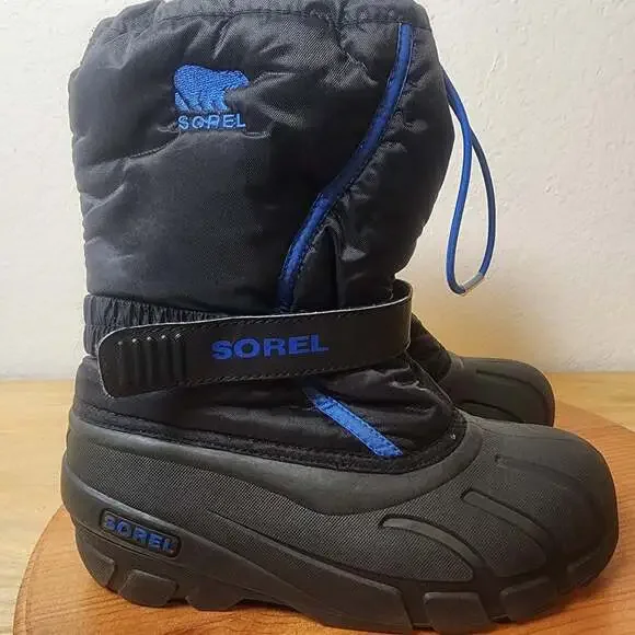 Sorel Snow Boots Kids Size 4 Black Winter Warm Insulated NY1810-010 Shoes