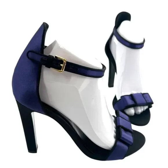 Ralph‎ Lauren Collection Daylen Bow Satin Sandal purple sz