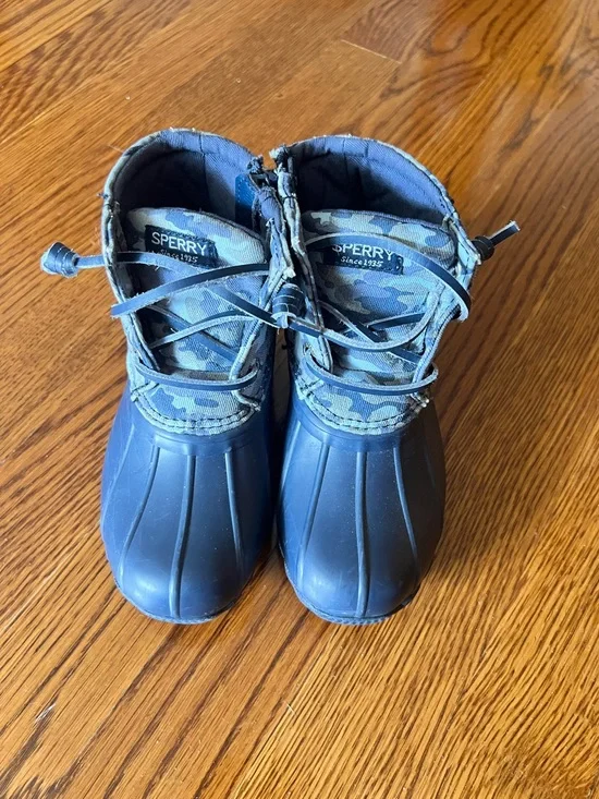 Sperry Toddler Dark Navy Blue Camo Duck Boots Unisex
