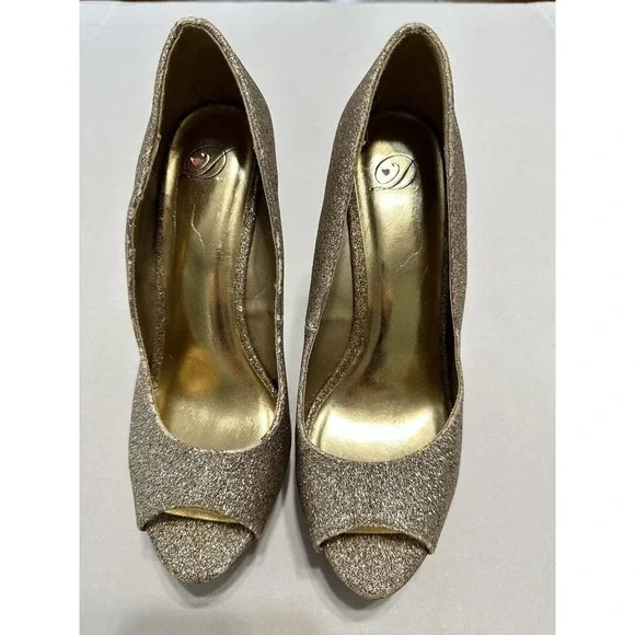 Dream pairs Women's‎ High Heel stileto open toe Gold Glittery Size 8