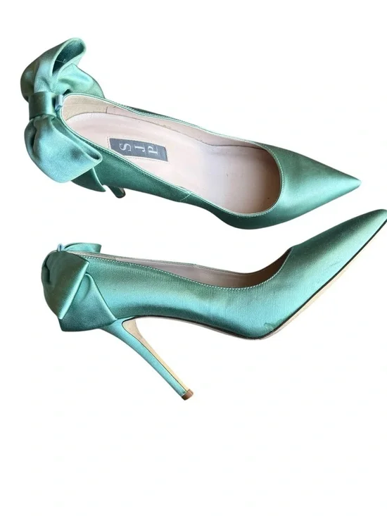SJP by Sarah Jessica - Parker Lucille Green Satin Bow Heels Size 37