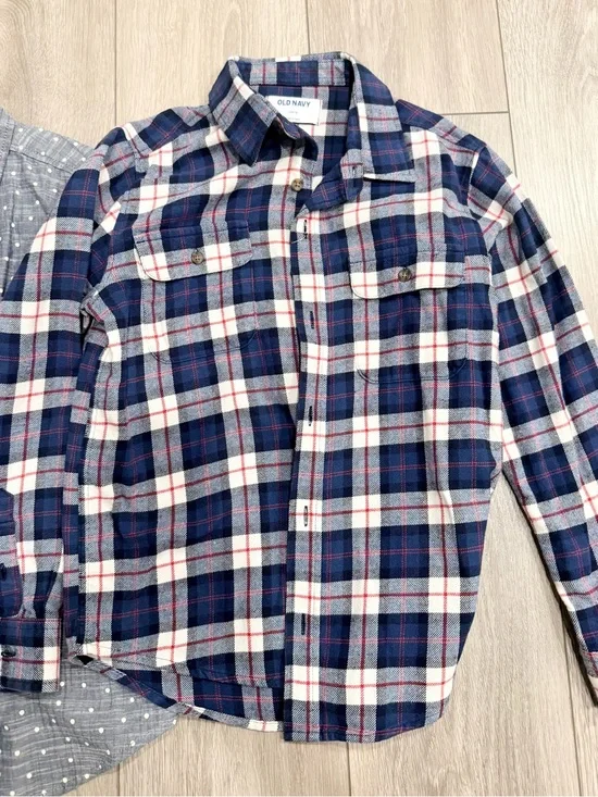 Old Navy Navy, White & Red Plaid Button-Down Shirt