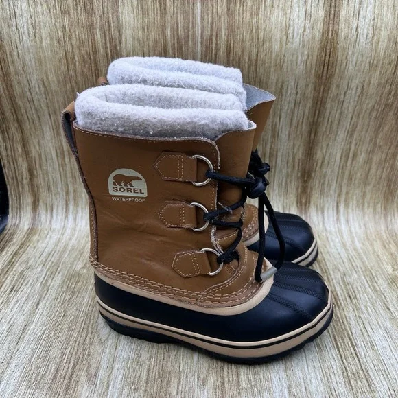 Sorel Yoot Pac TP Winter Boots Kids Size 1Y Brown Black Waterproof NY1880-259