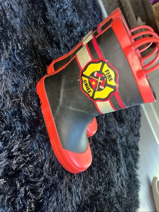 Kids Fire Chief Rain Boots - Red and Black